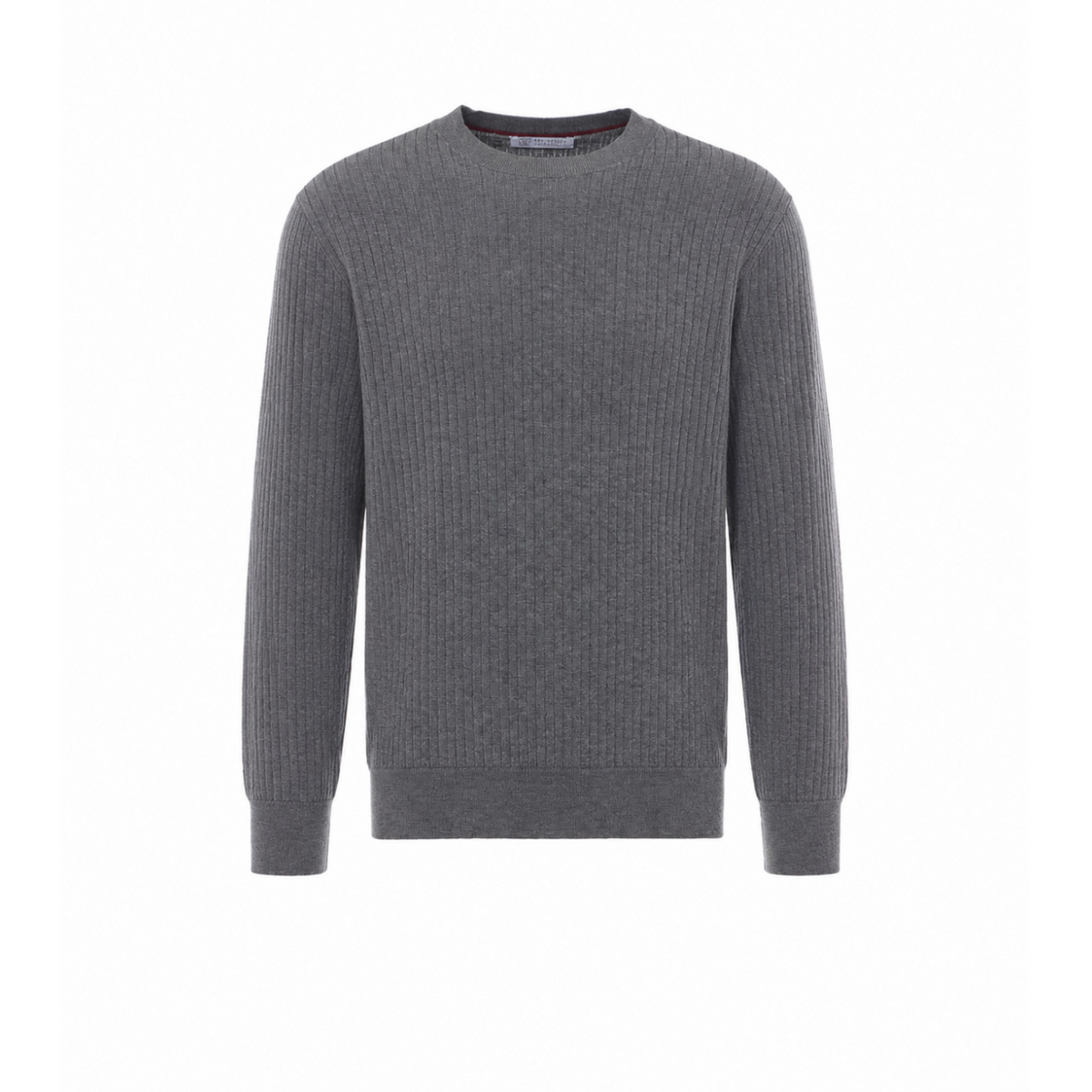 Brunello Cucinelli Men's Cotton Rib Knit Sweater in Grey - view 1