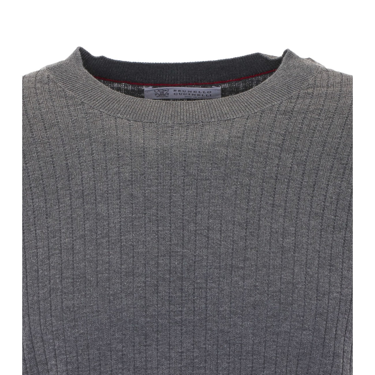 Brunello Cucinelli Men's Cotton Rib Knit Sweater in Grey - view 4