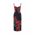 Dolce＆gabbana Women's Roses Print Silk Dress in Black - view 1