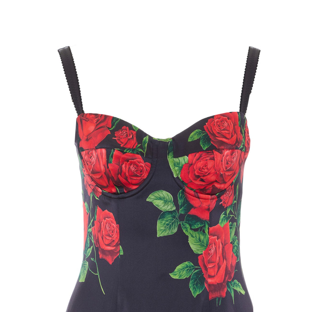 Dolce＆gabbana Women's Roses Print Silk Dress in Black - view 4