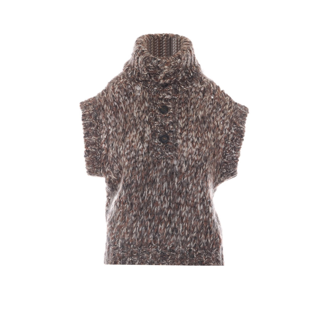 Brunello Cucinelli Women's Mohair Knitted Vest in Brown - view 1