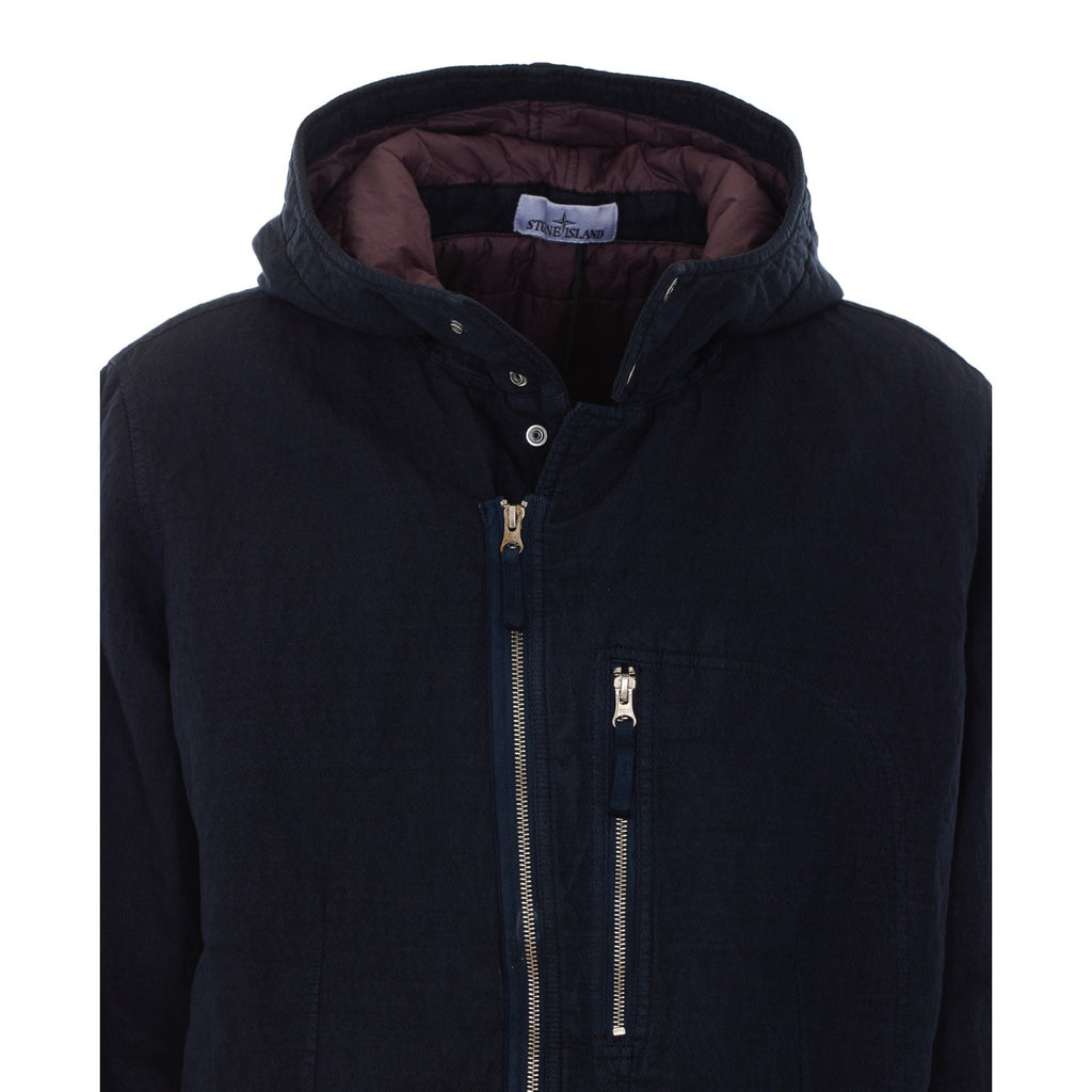 Stone Island Men's Wool Diagonal Parka in Blue - view 4