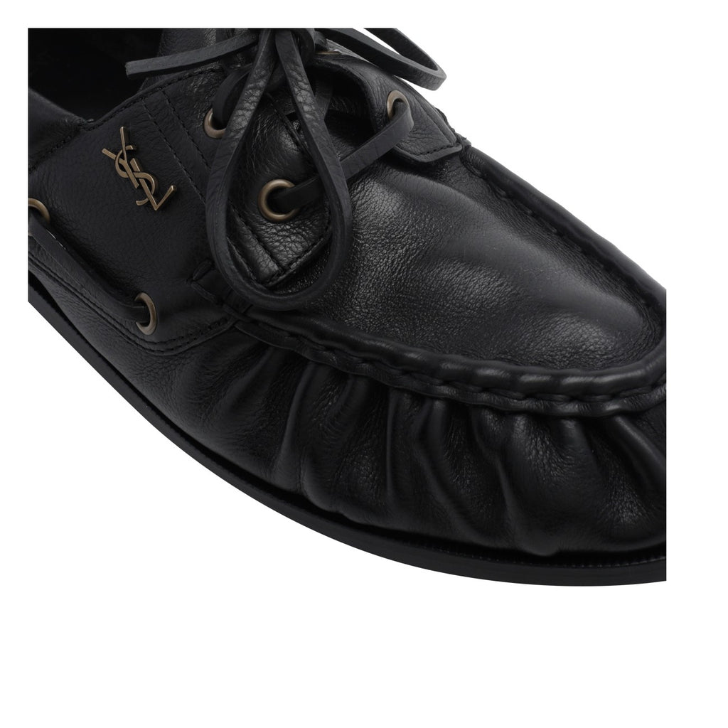 Saint Laurent Men's Bateau Leather Loafers in Black - view 2