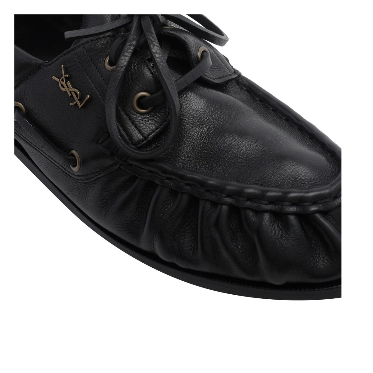Saint Laurent Men's Bateau Leather Loafers in Black - view 2