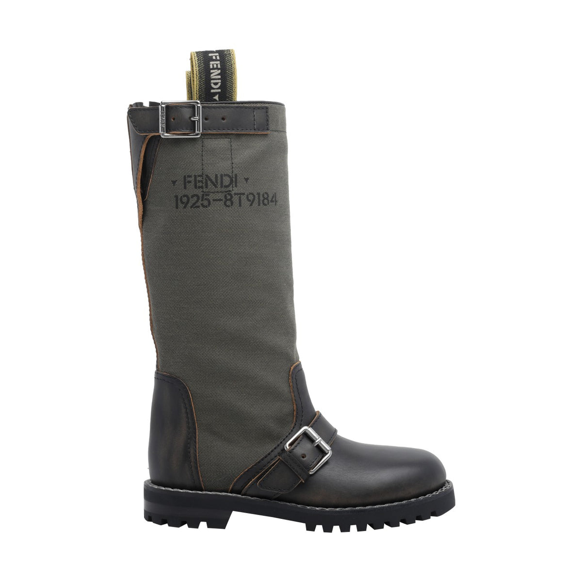 Fendi Women's Commando Biker Leather Boots in Green - view 1