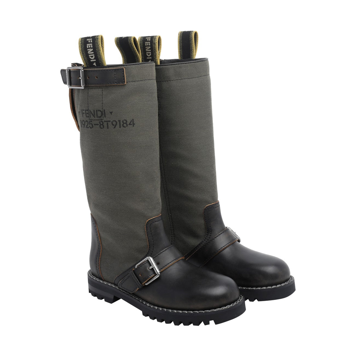 Fendi Women's Commando Biker Leather Boots in Green - view 2