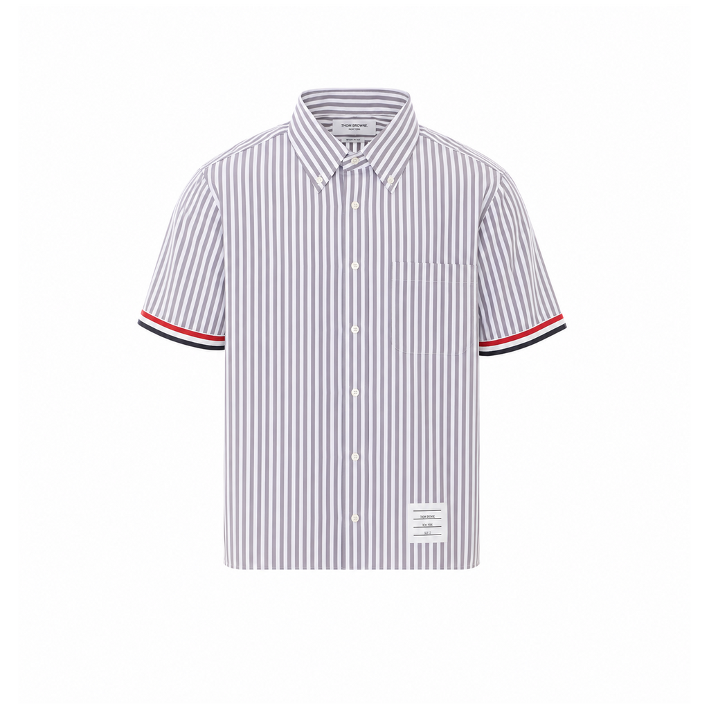 Thom Browne Men's Cotton Short Sleeve Shirt in Grey - view 1