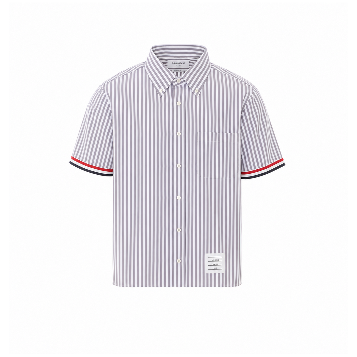 Thom Browne Men's Cotton Short Sleeve Shirt in Grey - view 1