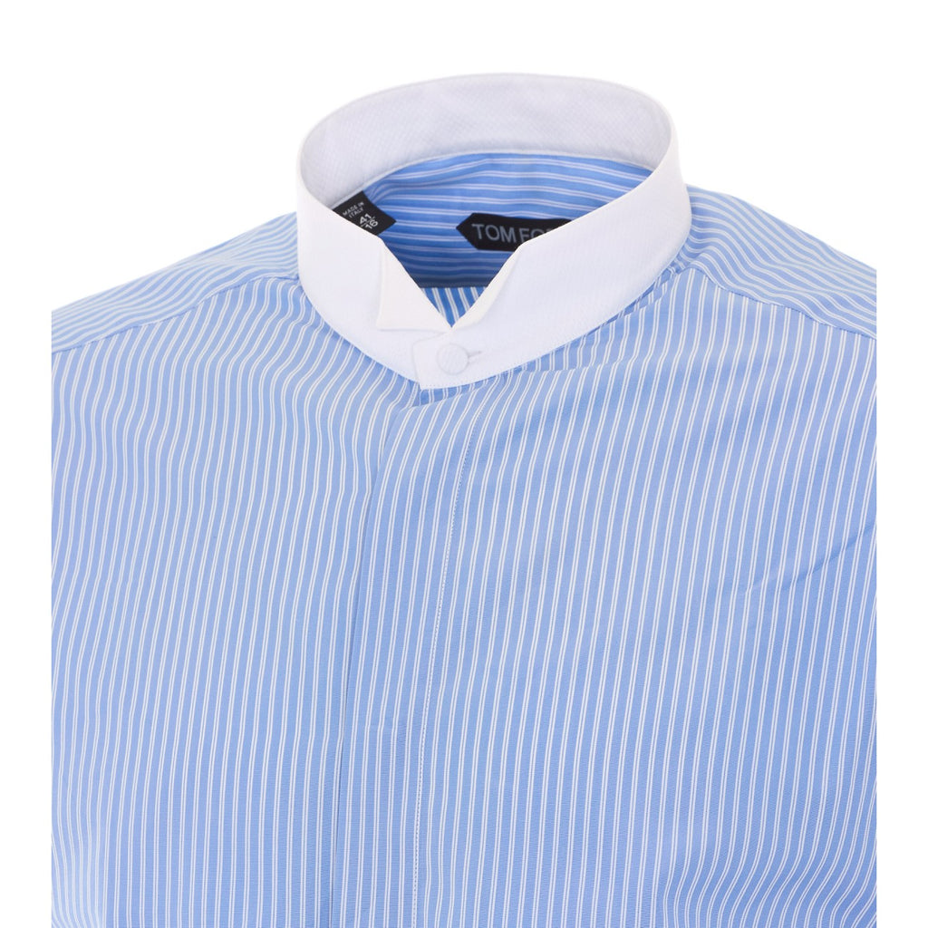 Tom Ford Men's Striped Cotton Shirt in Light Blue - view 2