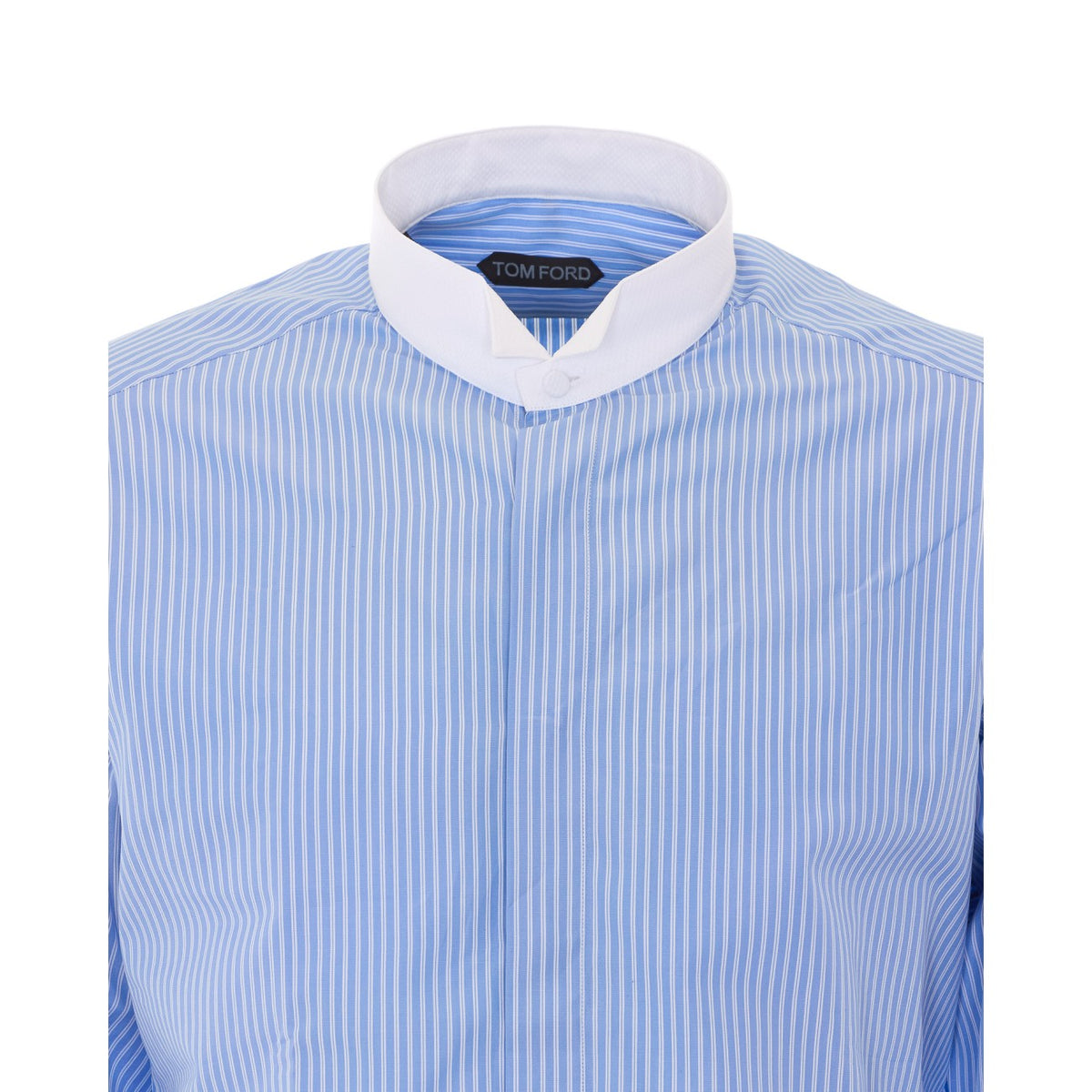 Tom Ford Men's Striped Cotton Shirt in Light Blue - view 4