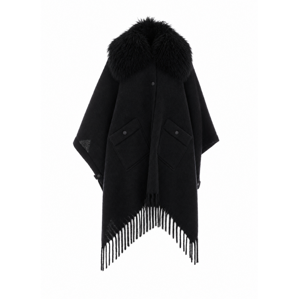 Moncler Grenoble Women's Logo Mohair Cape in Black - view 1