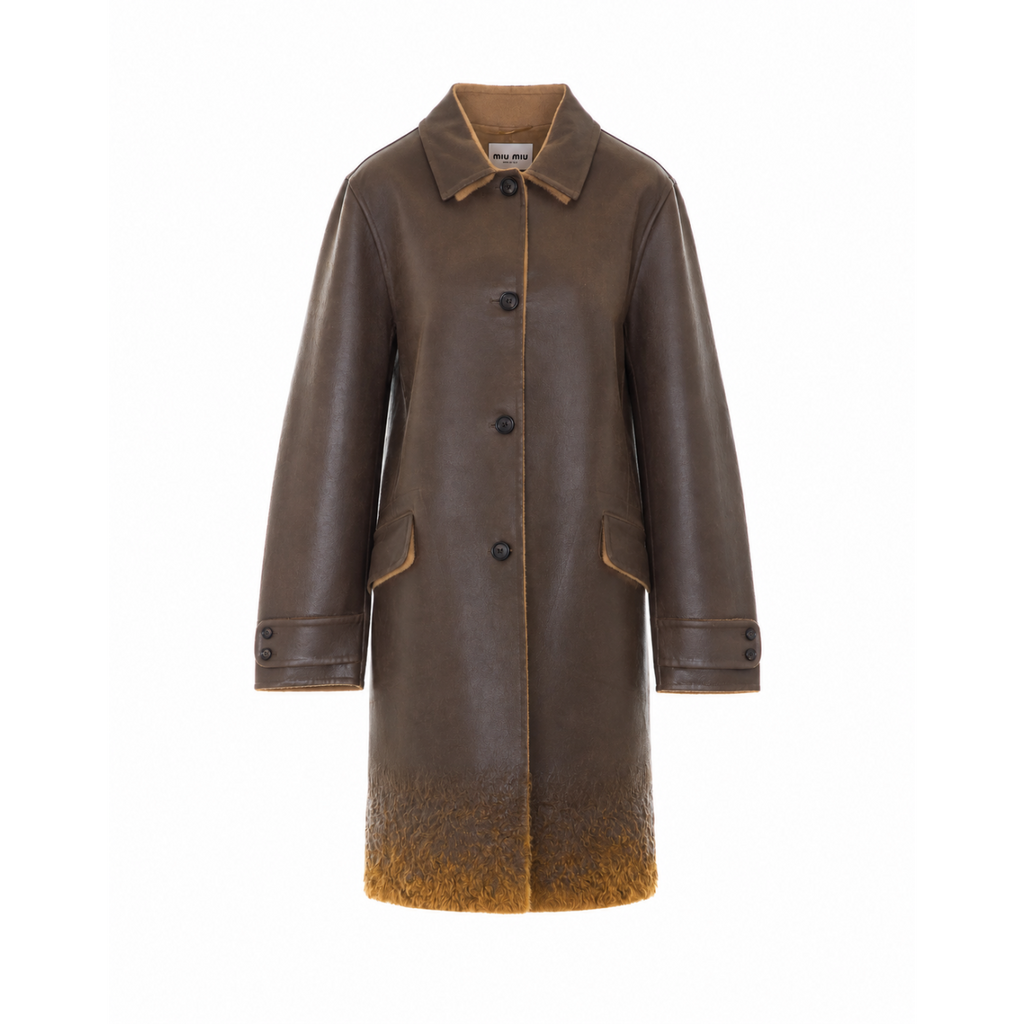 Miu Miu Women's Wool Mohair Overcoat in Brown - view 1