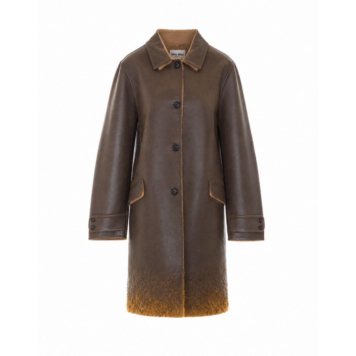 Miu Miu Women's Wool Mohair Overcoat in Brown - view 1