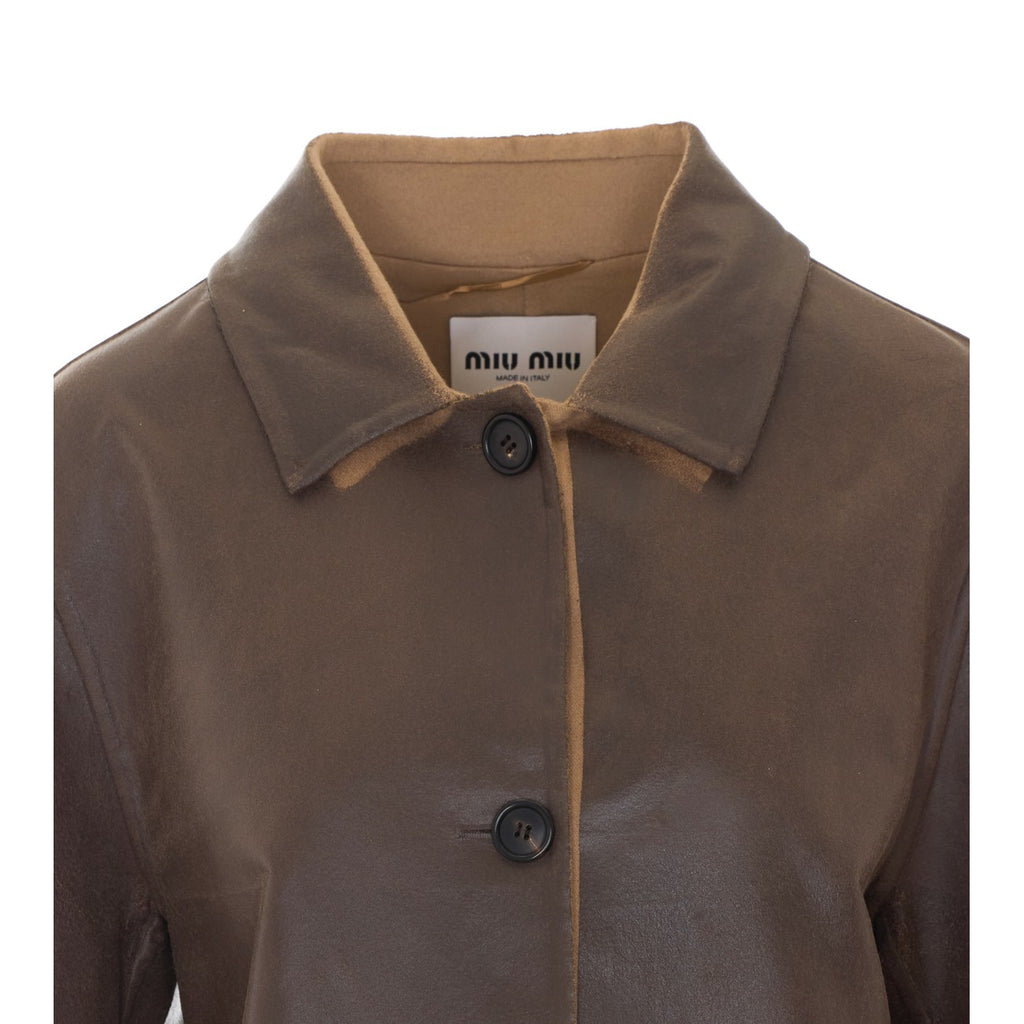Miu Miu Women's Wool Mohair Overcoat in Brown - view 4