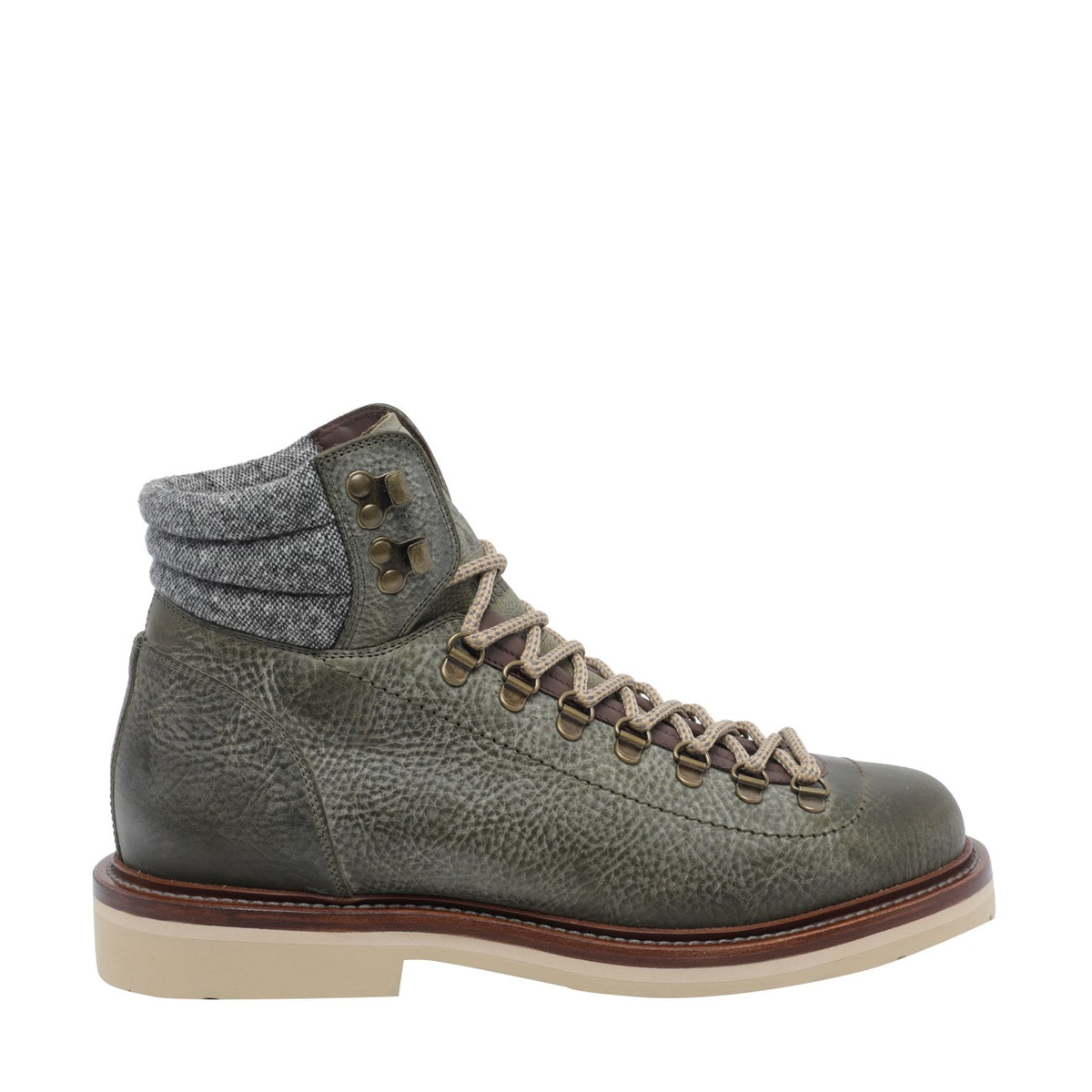 Brunello Cucinelli Men's Leather Mountain Boots in Green - view 1