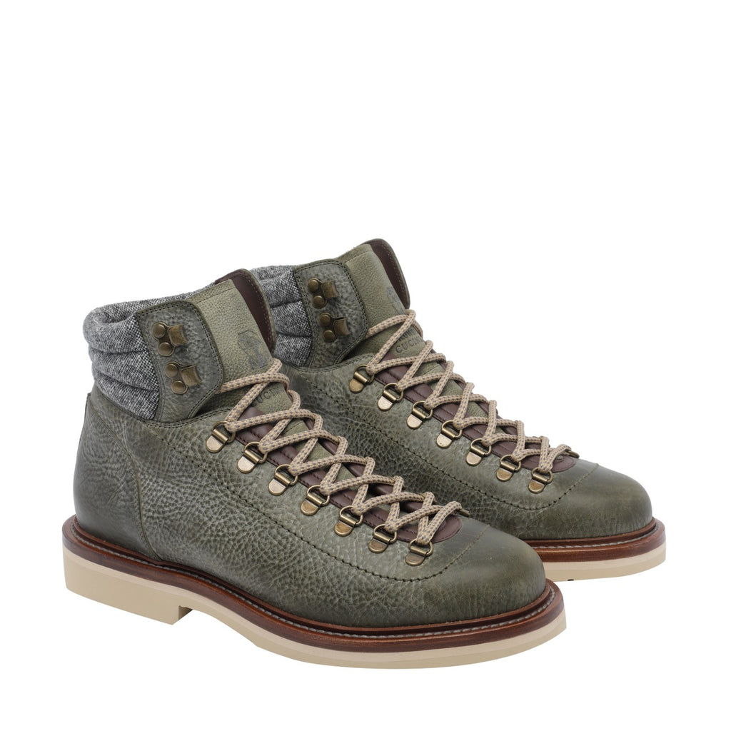 Brunello Cucinelli Men's Leather Mountain Boots in Green - view 2