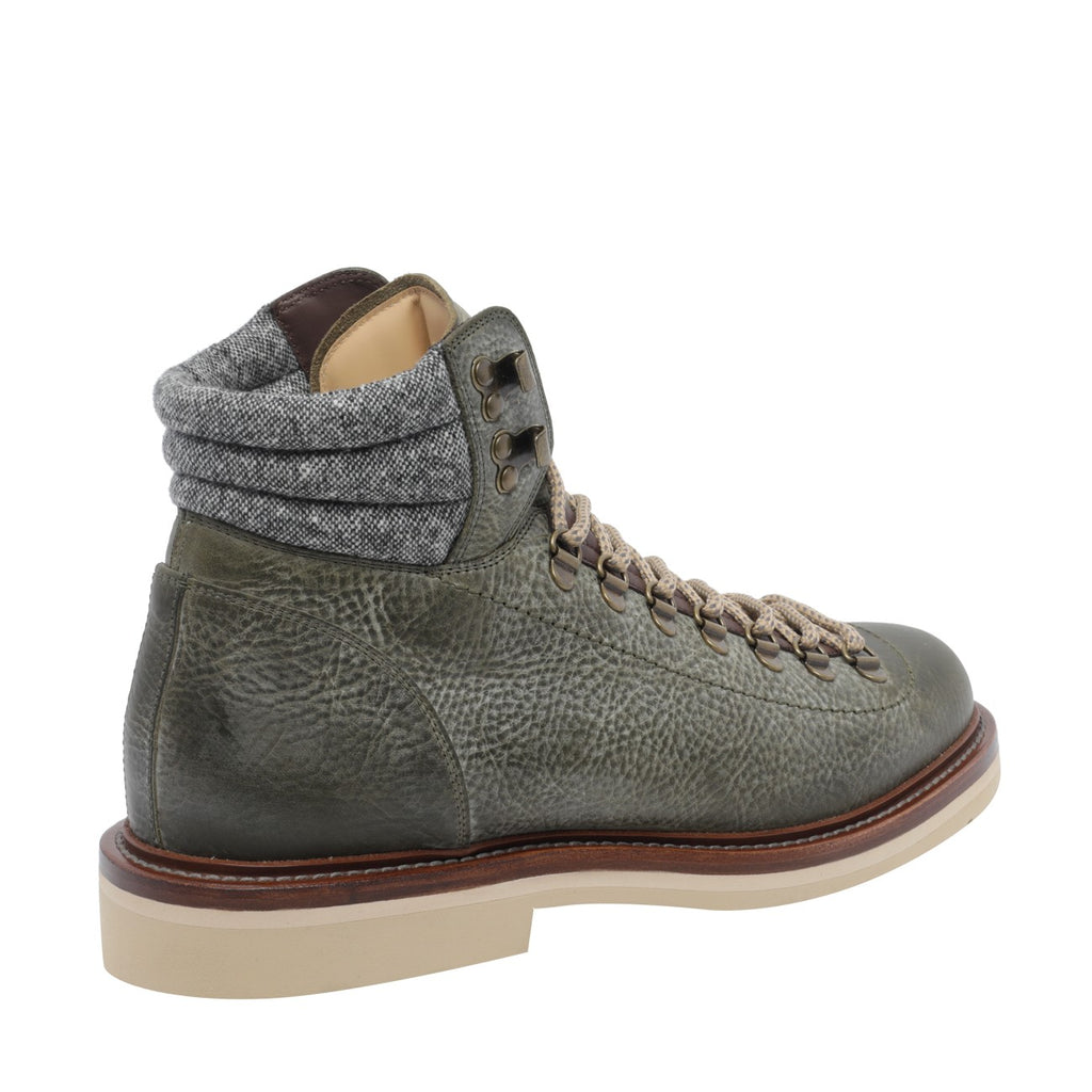 Brunello Cucinelli Men's Leather Mountain Boots in Green - view 3