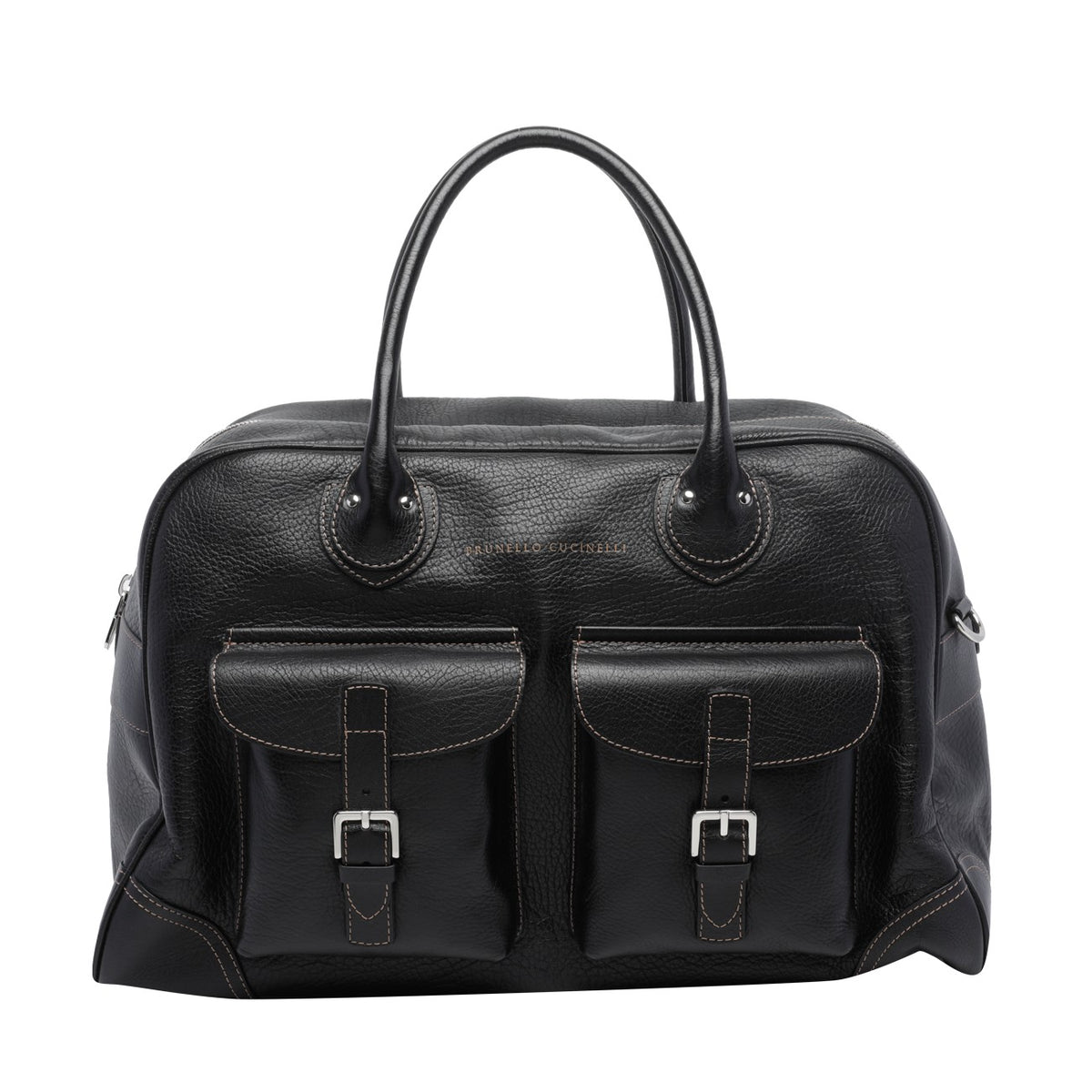 Brunello Cucinelli Men's Leather Weekender Bag in Black - view 1