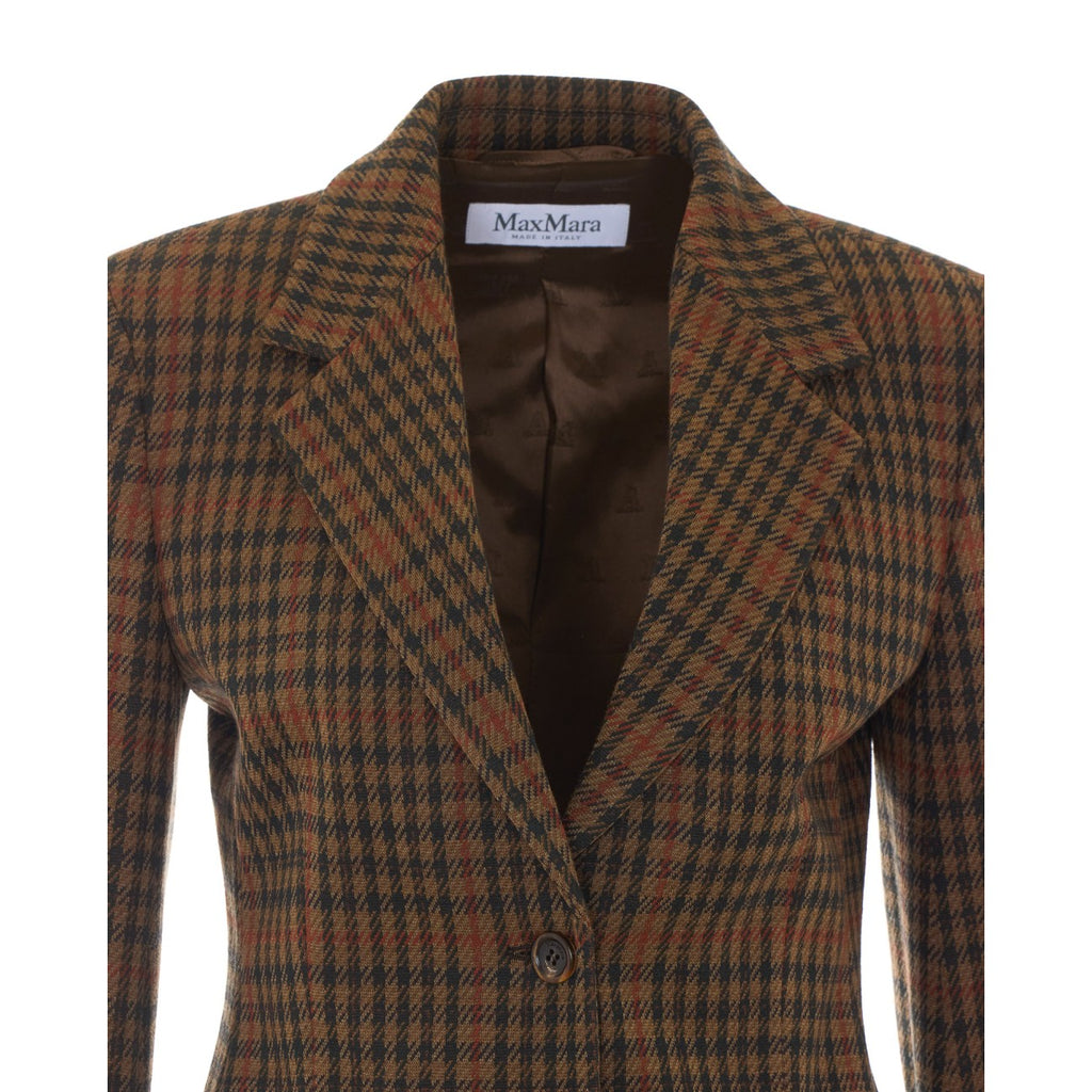 Max Mara Women's Wool Check Jacket in Brown - view 4