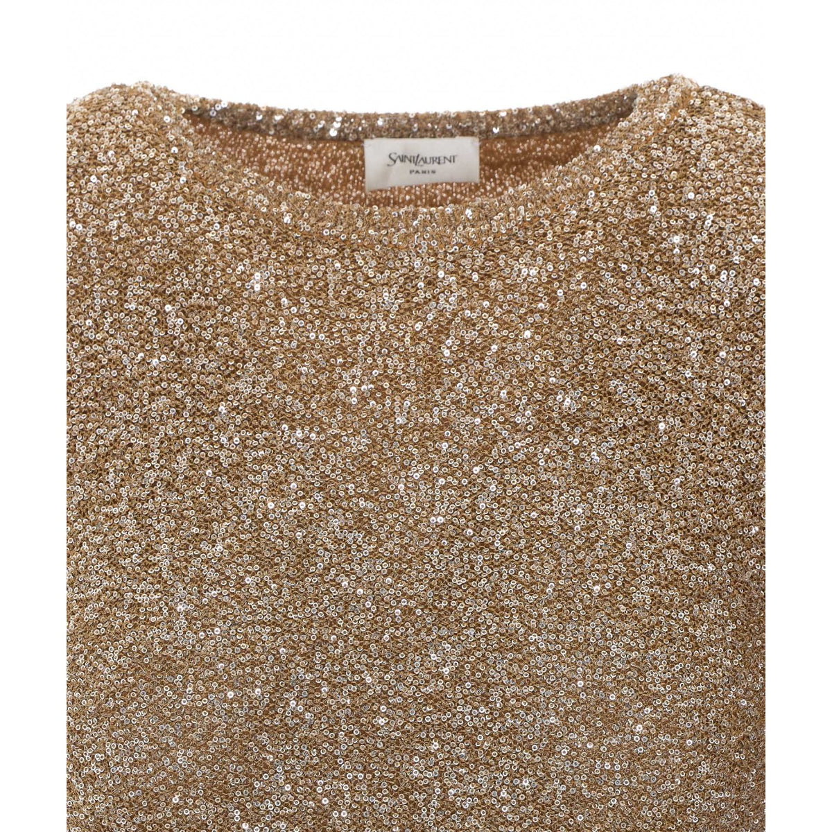 Saint Laurent Women's Sequined Cotton Mini Dress in Beige - view 4