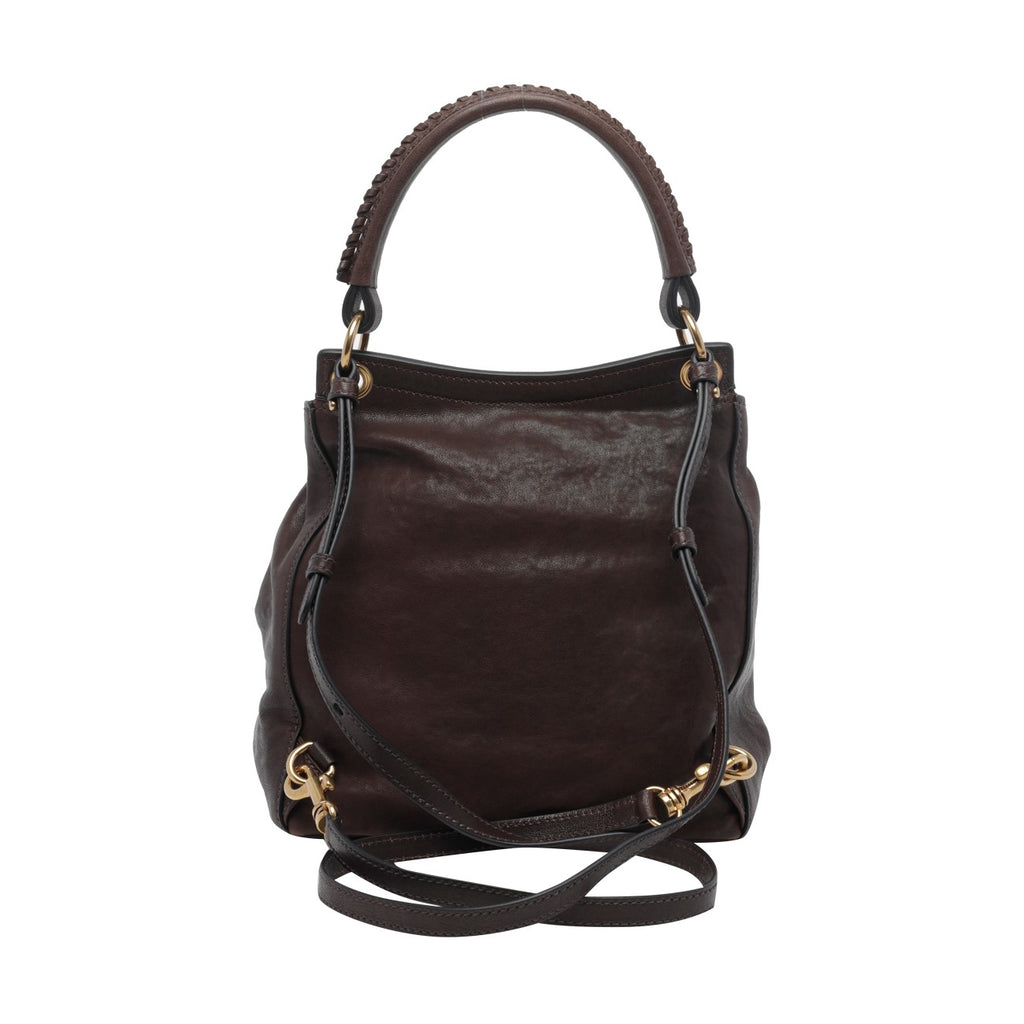Miu Miu Women's Leather Logo Backpack in Brown