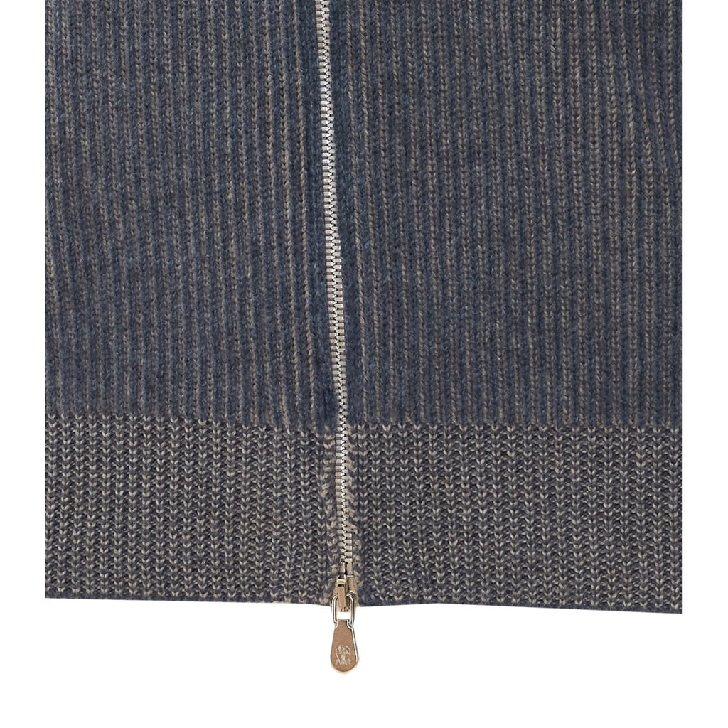 Brunello Cucinelli Men's Cashmere Rib Cardigan in Grey