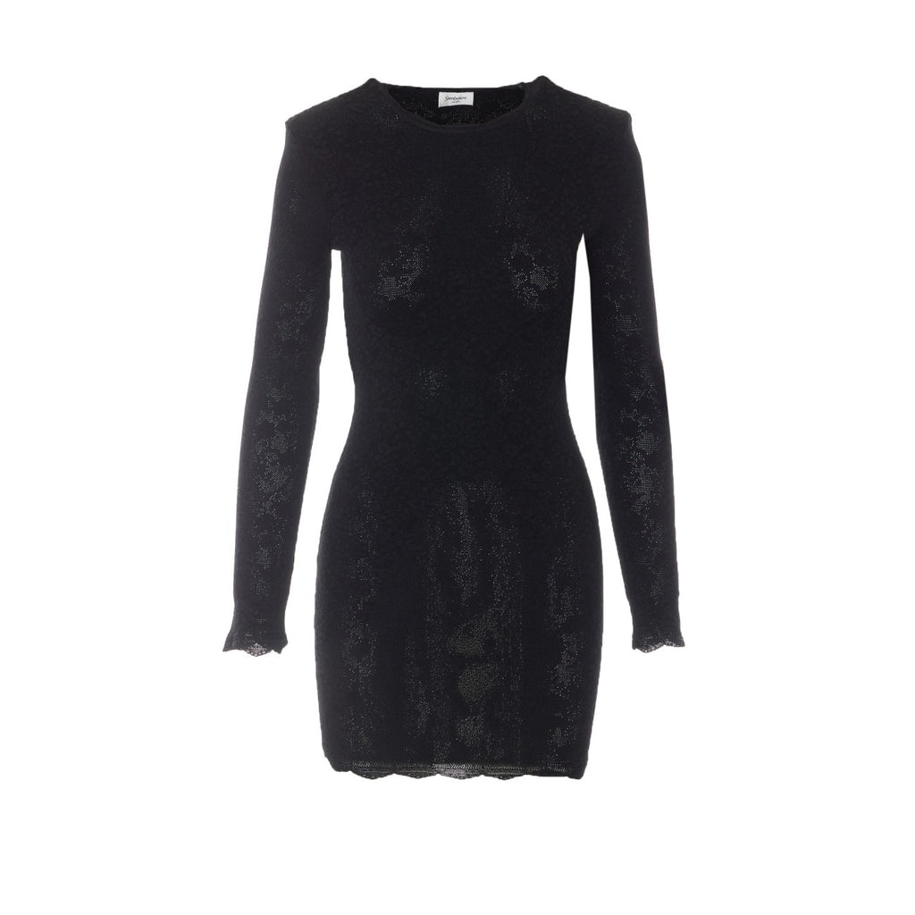 Saint Laurent Women's Viscose Mesh Mini Dress in Black