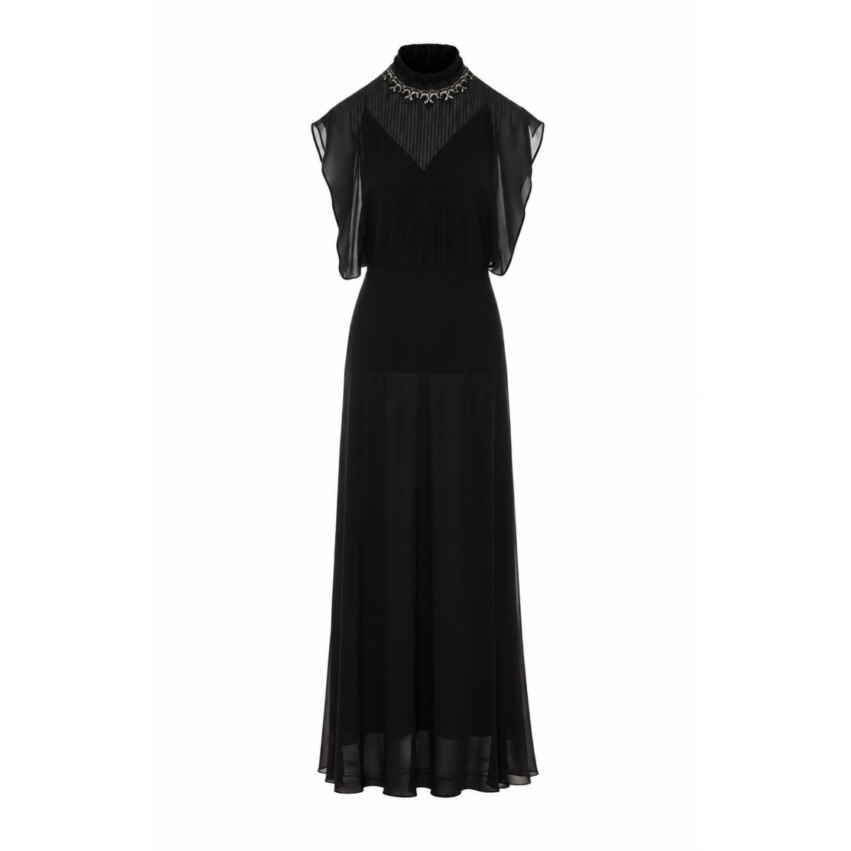 Fendi Women's Silk Georgette Long Dress in Black