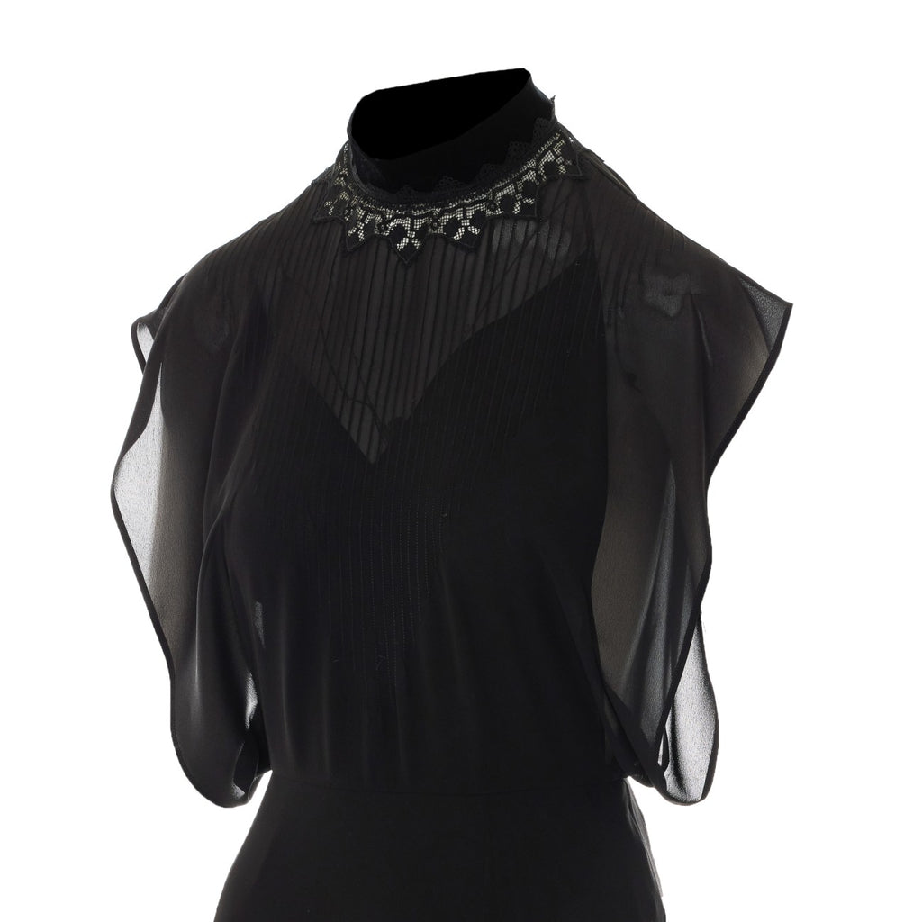 Fendi Women's Silk Georgette Long Dress in Black