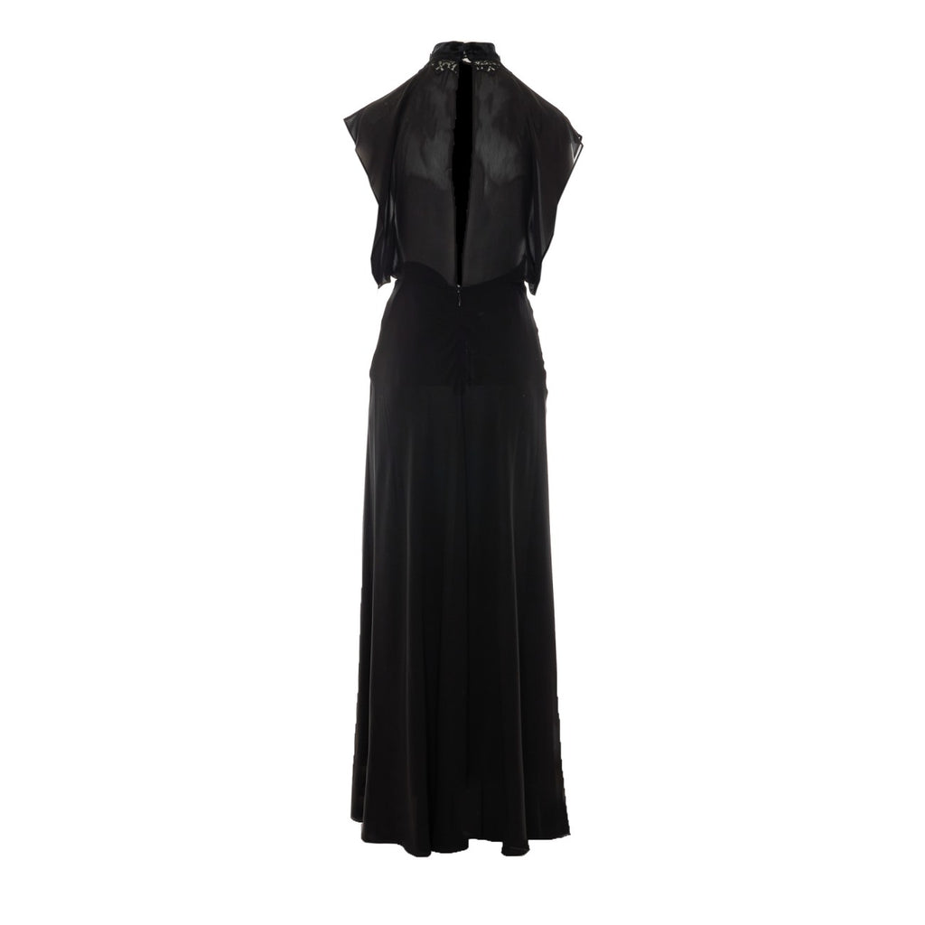 Fendi Women's Silk Georgette Long Dress in Black