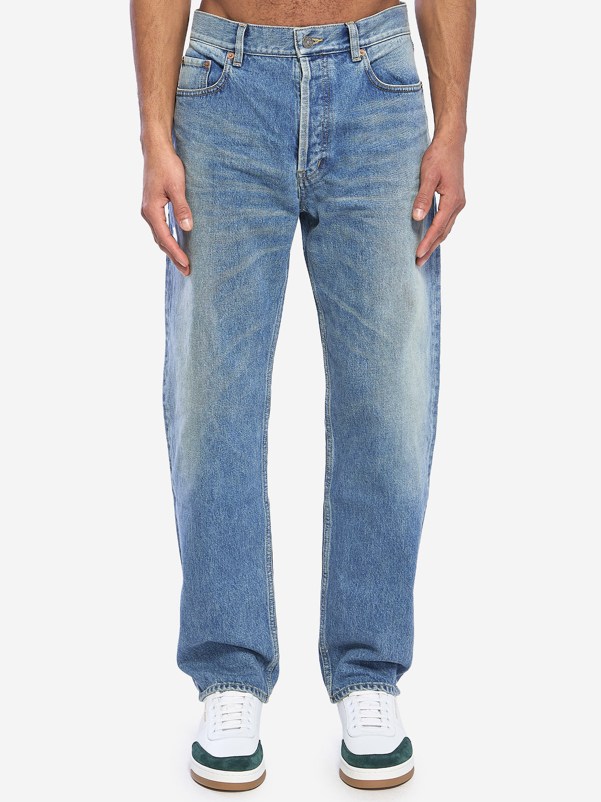 Saint Laurent Men's Long Mick Jeans in Blue