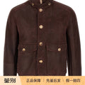 Brunello Cucinelli Men's Leather Jacket in Brown