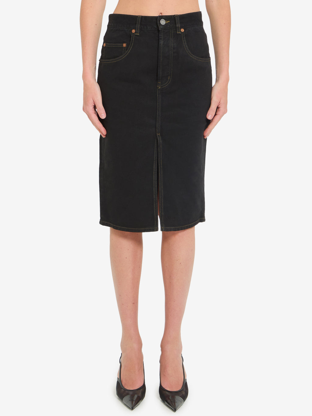 Saint Laurent Women's Deep Sea Baggy Pencil Skirt in Black