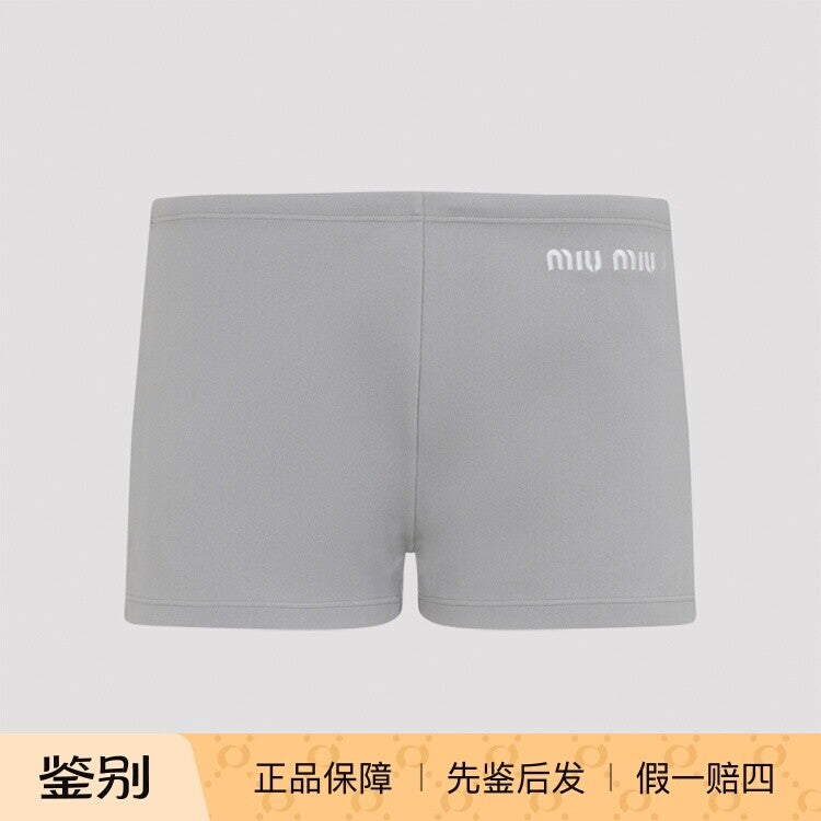 Miu Miu Women's Logo Shorts in Grey