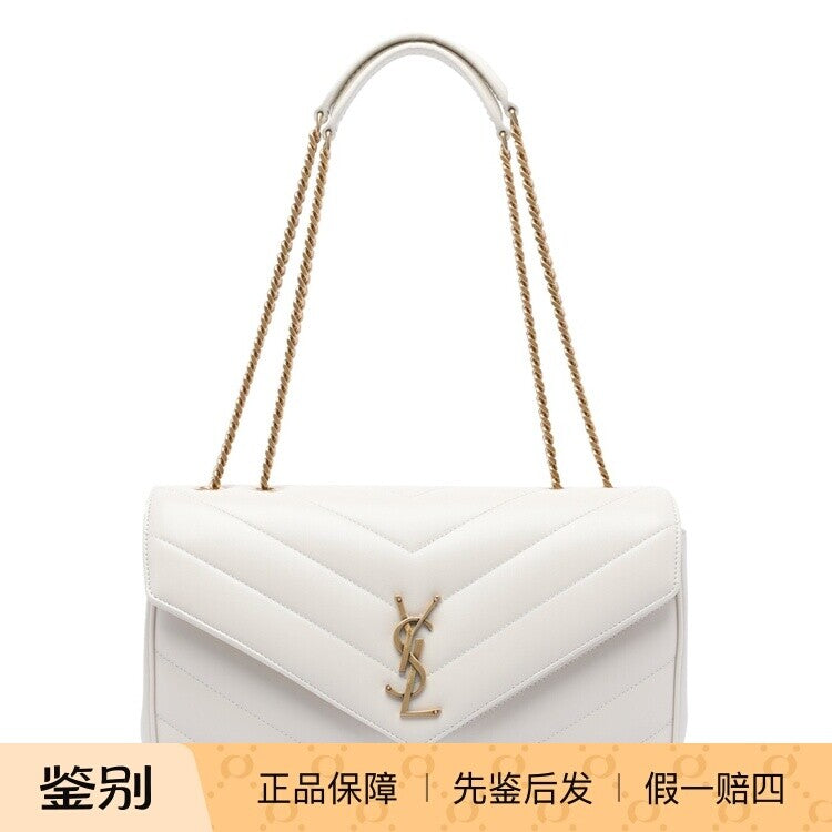 Saint Laurent YSL Loulou Medium Bag in White