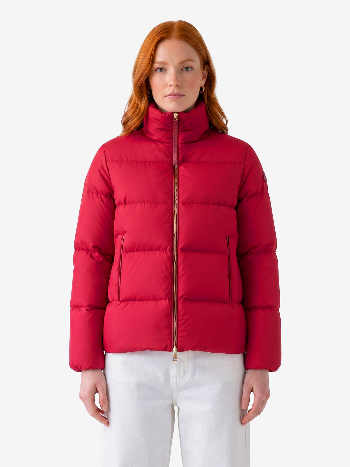 Moncler Women's Vivantesse Short Down Jacket in Red
