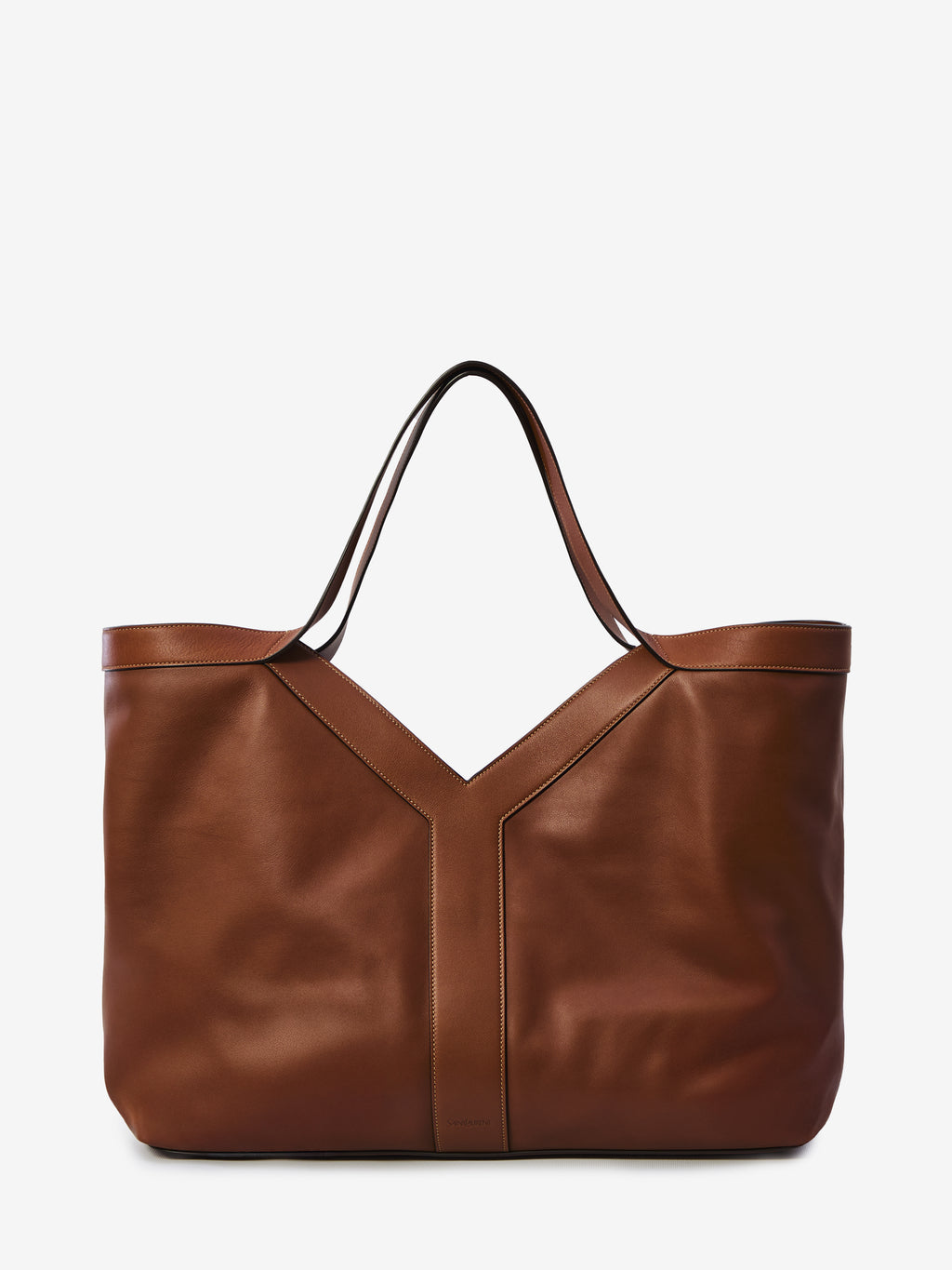 Saint Laurent Men's Large Y Tote Bag in Leather in Brown