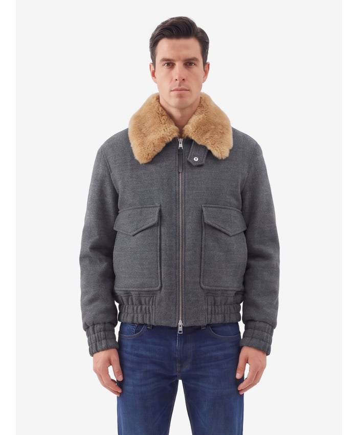 Ami Paris Men's Virgin Wool Bomber Jacket with in Grey