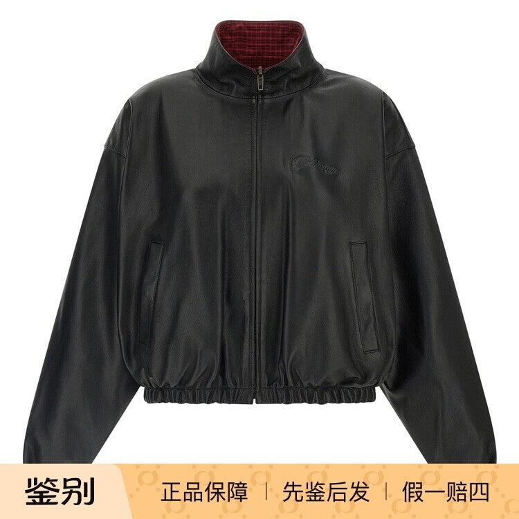 Balenciaga Women's Leather Jacket in Black