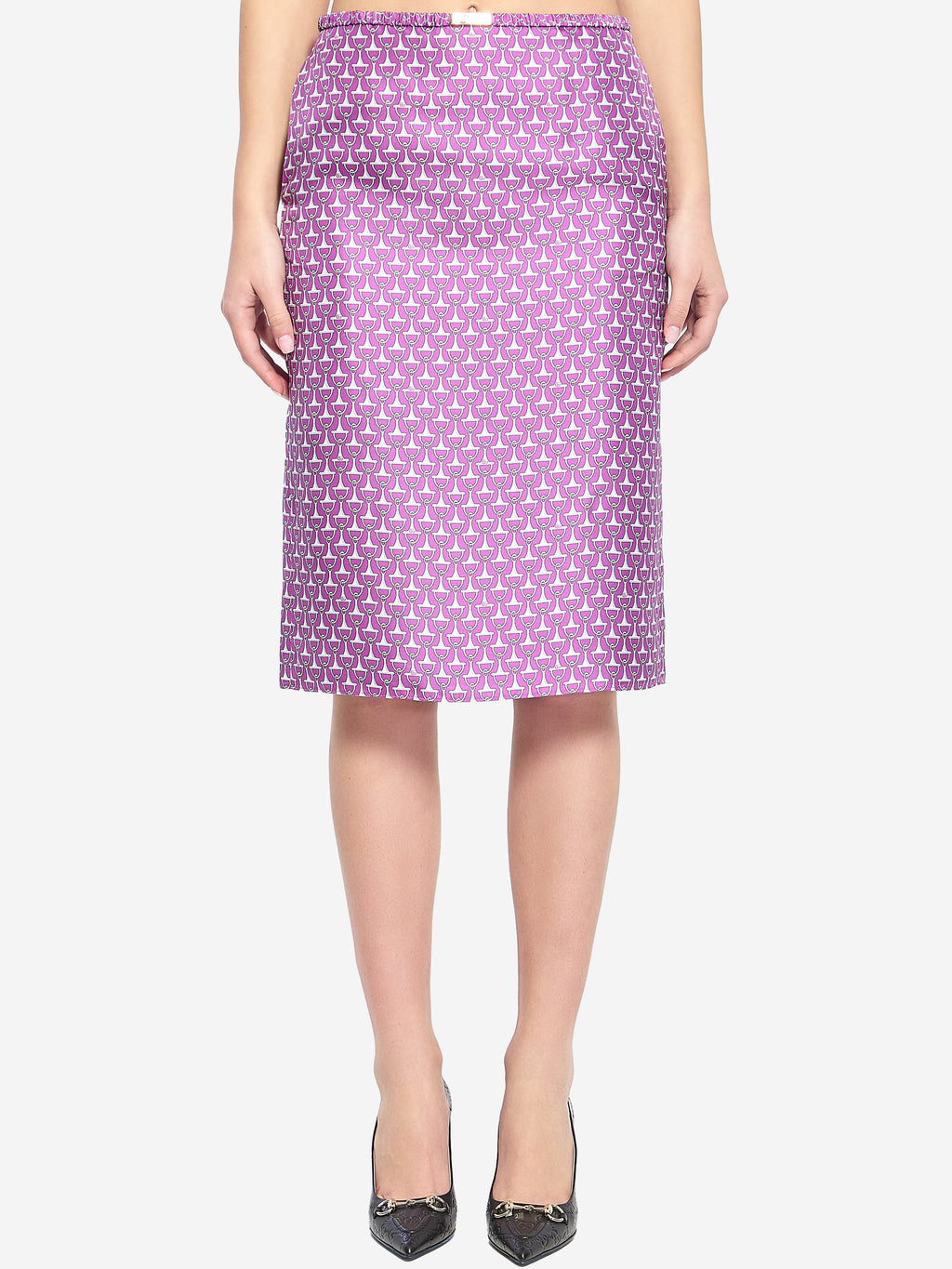 Gucci Women's Printed Silk Skirt in White