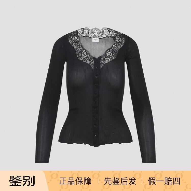 Saint Laurent Women's YSL Cardigan in Black