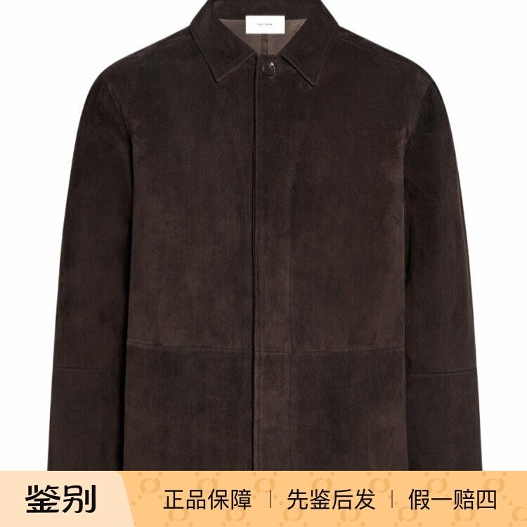 The Row Men's Ulrich Leather Jacket in Brown