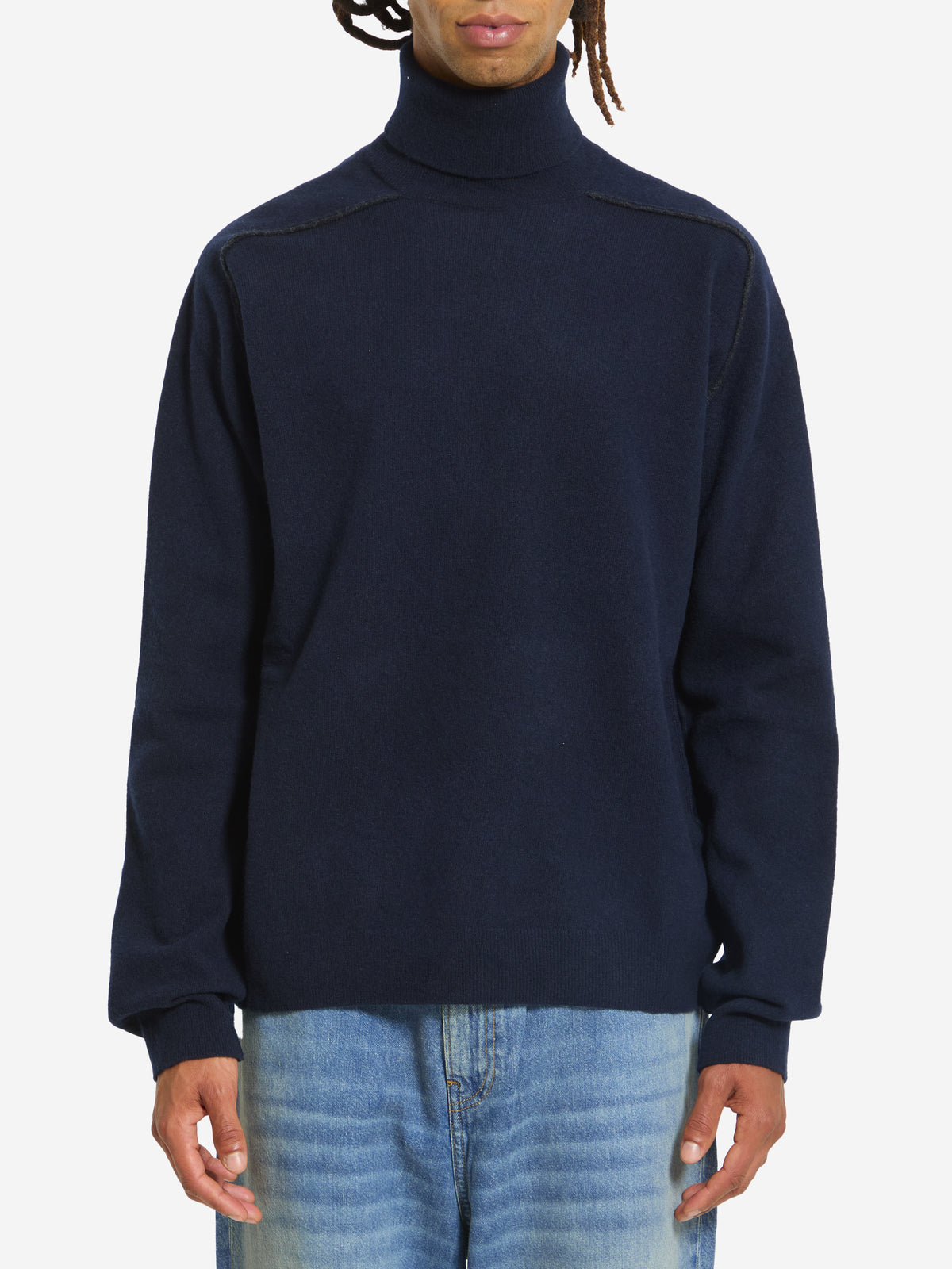 Maison Margiela Men's Virgin Wool Turtleneck in Blue