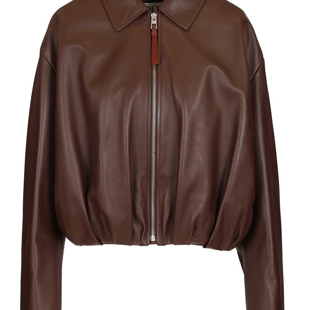 Loewe Women's Leather Jacket in Dark Brown