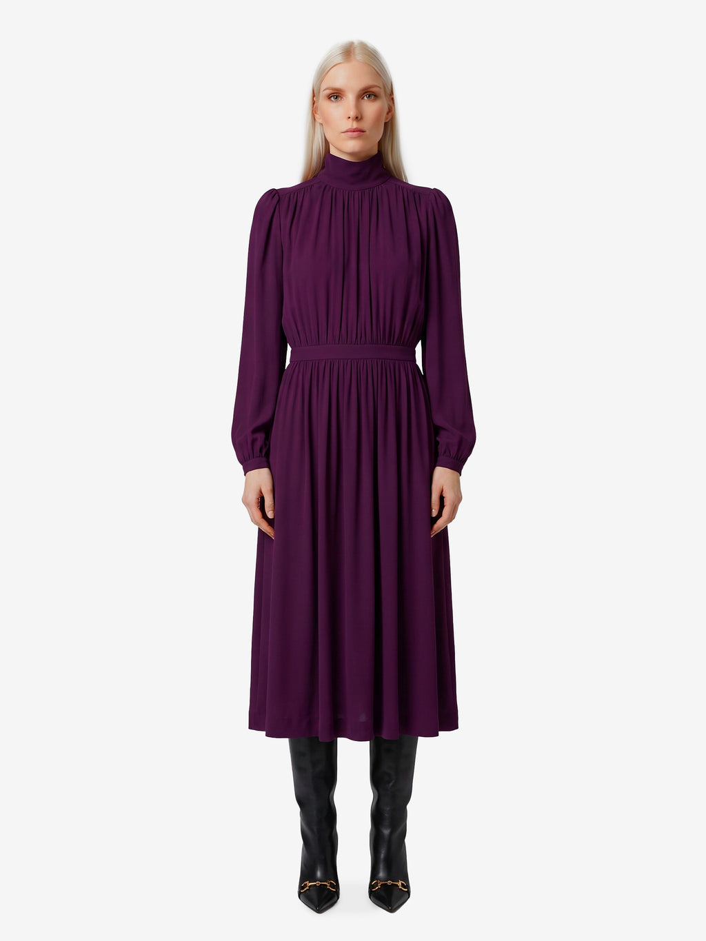 Gucci Women's Midi Dress in Viscose Crepe Jersey in Purple