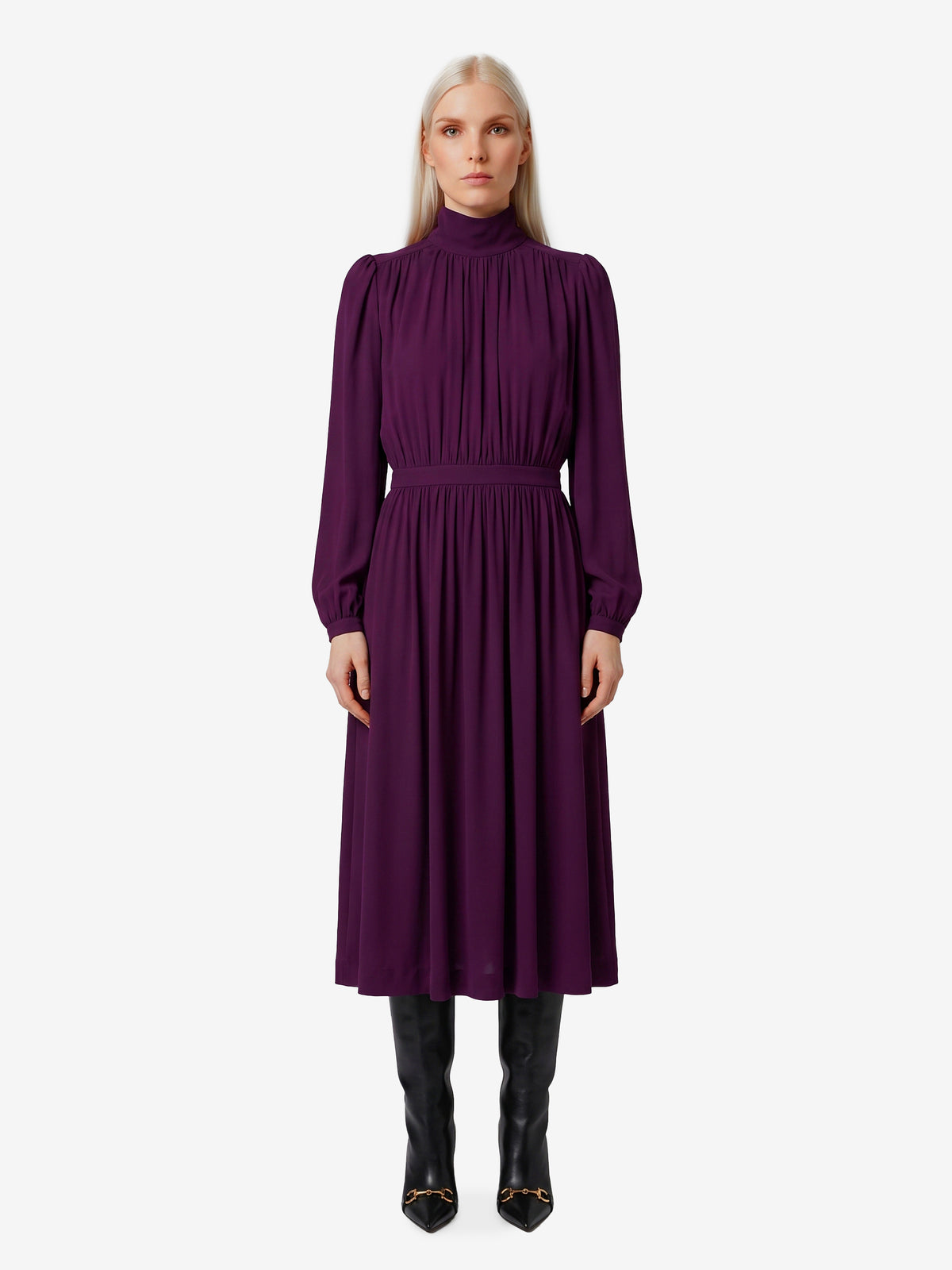 Gucci Women's Midi Dress in Viscose Crepe Jersey in Purple