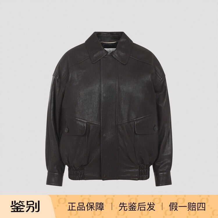 Ysl Women's Saint Laurent Leather Jacket in Brown