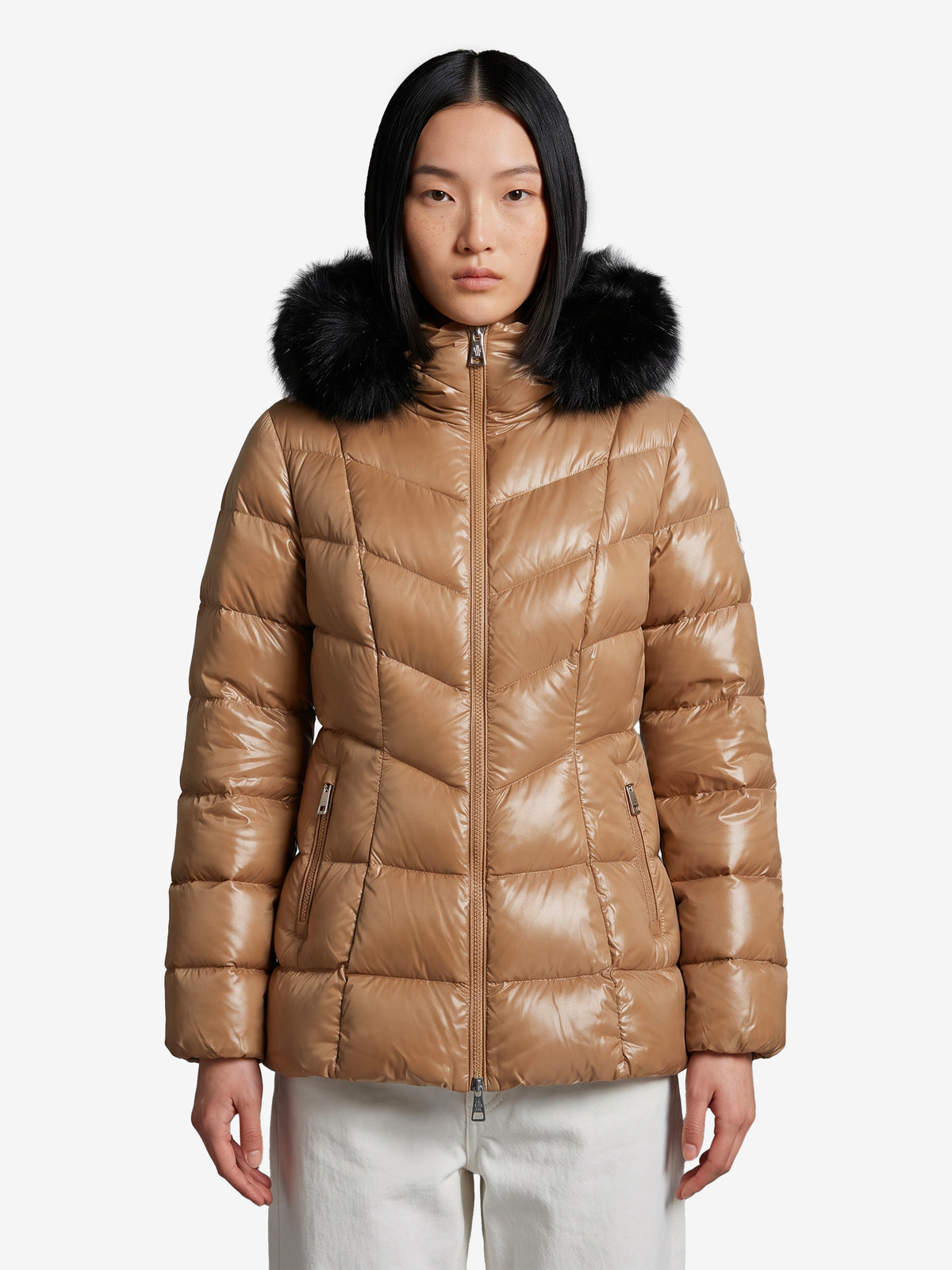 Moncler Women's Short Fulmar Down Jacket in Brown