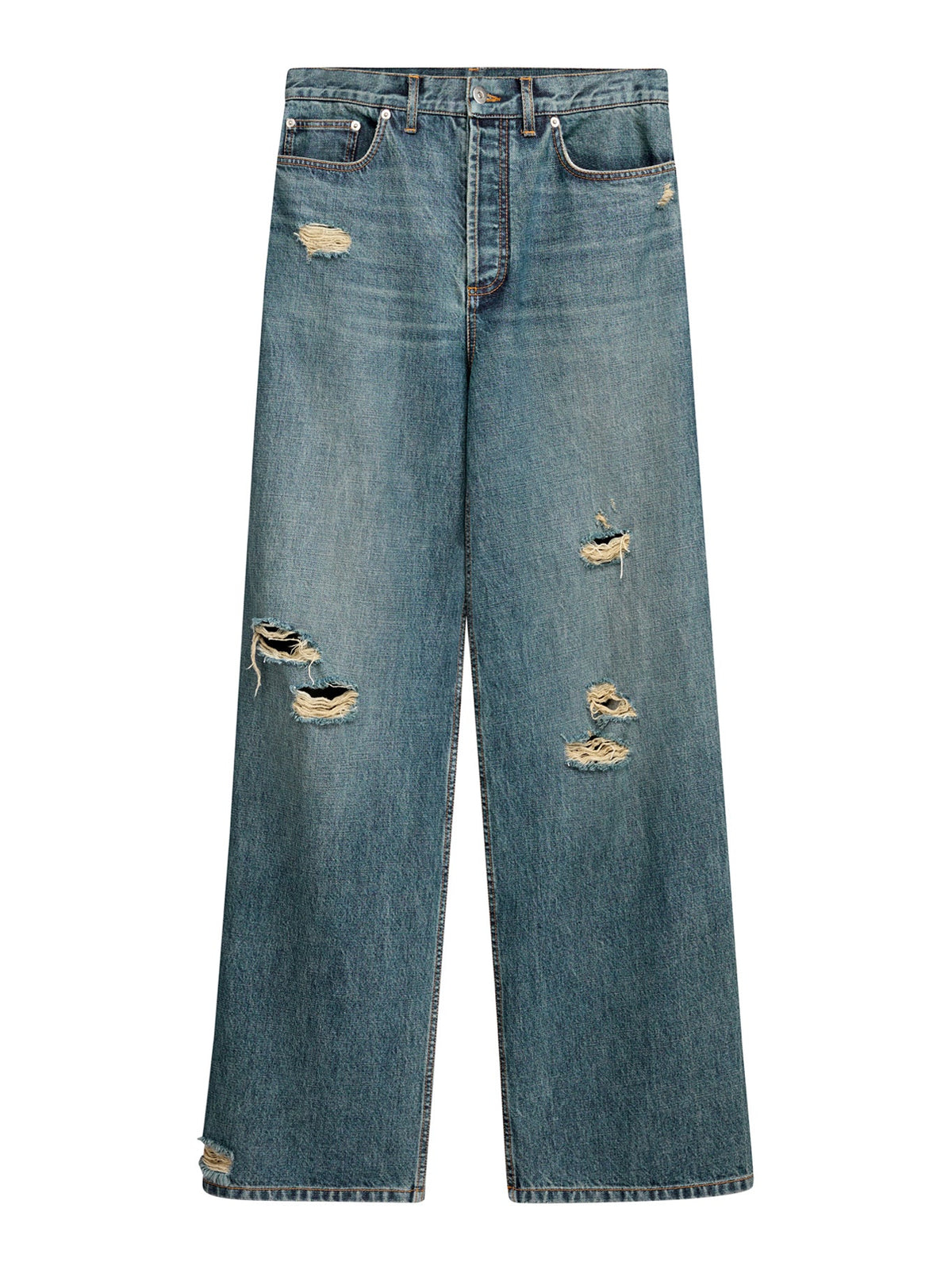 Christian Dior Men's WIDE COTTON TWILL JEANS in Blue