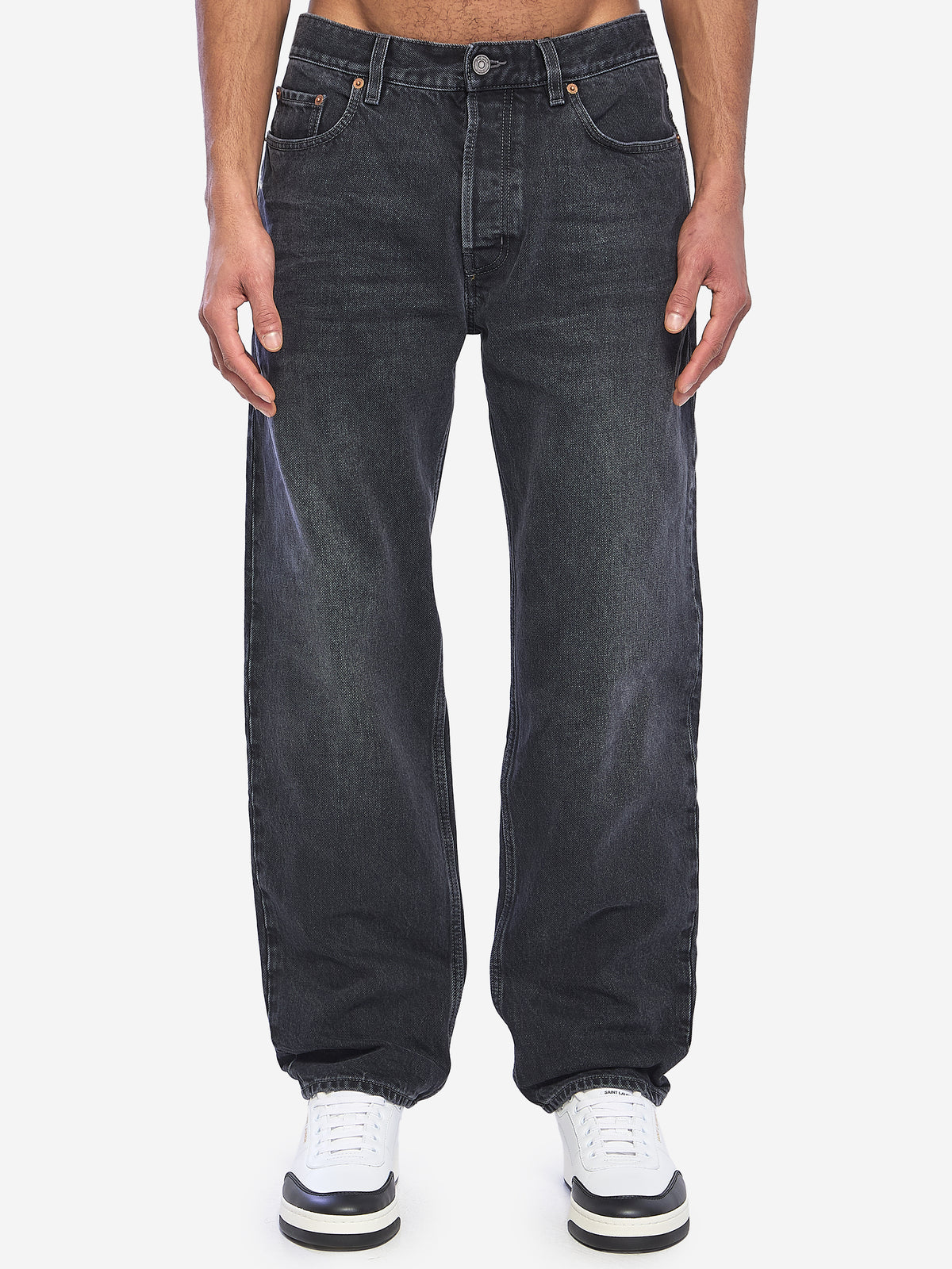 Saint Laurent Men's Long Mick Jeans in Black